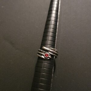 Elegant Silver Ring with Red Gemstone